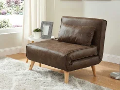 Vente-unique Uitklapbare Fauteuil-Uitschuifbare Fauteuil Posio Van Microvezel - Bruin