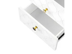 ModernLuxe Kaptafels-Uitschuifbare Kaptafel Met Golvenpatroon - Met 5 Laden - Gelakte Fronten - Wit (Zonder Spiegel Of Kruk)
