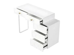 ModernLuxe Kaptafels-Uitschuifbare Kaptafel Met Golvenpatroon - Met 5 Laden - Gelakte Fronten - Wit (Zonder Spiegel Of Kruk)