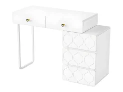 ModernLuxe Kaptafels-Uitschuifbare Kaptafel Met Golvenpatroon - Met 5 Laden - Gelakte Fronten - Wit (Zonder Spiegel Of Kruk)
