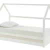 Vente-unique Bed Met Slaaplade-Uitschuifbed 2 X 90 X 190 Cm - Grenen - Wit + Matras - Hurra