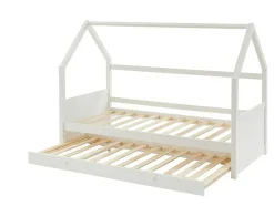 Vente-unique Bed Met Slaaplade-Uitschuifbed 2 X 90 X 190 Cm - Grenen - Wit + Matras - Hurra