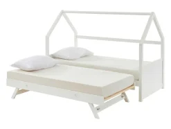 Vente-unique Bed Met Slaaplade-Uitschuifbed 2 X 90 X 190 Cm - Grenen - Wit - Hurra