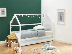 Vente-unique Bed Met Slaaplade-Uitschuifbed 2 X 90 X 190 Cm - Grenen - Wit - Hurra