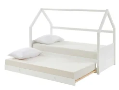 Vente-unique Bed Met Slaaplade-Uitschuifbed 2 X 90 X 190 Cm - Grenen - Wit - Hurra