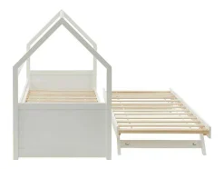 Vente-unique Bed Met Slaaplade-Uitschuifbed 2 X 90 X 190 Cm - Grenen - Wit - Hurra
