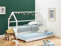Vente-unique Bed Met Slaaplade-Uitschuifbed 2 X 90 X 190 Cm - Grenen - Wit - Hurra