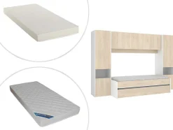 Vente-unique Bed Met Slaaplade-Uitschuifbed Met Ingebouwde Kasten Selena - 90 X 190Cm - Eiken & Wit + Matras