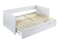 Vente-unique Bed Met Slaaplade-Uitschuifbed Met Opbergruimte - 90 X 190 Of 174 X 190 Cm - Wit - Alfiero