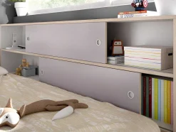 Vente-unique Bed Met Slaaplade-Uitschuifbed Met Slaaplade - Wit En Grijs + Bedbodem + Matras - Losiana