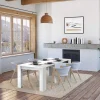 Vente-unique Eettafel-Uittrekbare Sidetabletafel Onega - 10 Personen - 4 Verlengstukken - Kleur: Wit