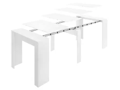 Vente-unique Eettafel-Uittrekbare Sidetabletafel Onega - 10 Personen - 4 Verlengstukken - Kleur: Wit