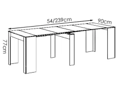 Vente-unique Eettafel-Uittrekbare Sidetabletafel Onega - 10 Personen - 4 Verlengstukken - Kleur: Wit