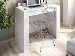 Vente-unique Eettafel-Uittrekbare Sidetabletafel Onega - 10 Personen - 4 Verlengstukken - Kleur: Wit