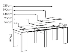 Vente-unique Sidetable-Uittrekbare Sidetabletafel Onega - 10 Personen - 4 Verlengstukken - Kleur: Eiken