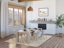 Vente-unique Sidetable-Uittrekbare Sidetabletafel Onega - 10 Personen - 4 Verlengstukken - Kleur: Eiken