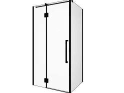 Shower & Design Douchewand-Vast Douchescherm Met Matzwarte Taatsdeur In Industriele Stijl - 80 X 100 X 190 Cm - Princeton
