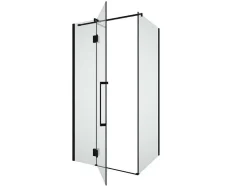 Shower & Design Douchewand-Vast Douchescherm Met Matzwarte Taatsdeur In Industriele Stijl - 80 X 100 X 190 Cm - Princeton
