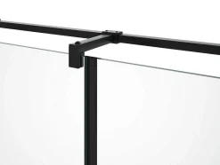 Shower & Design Douchewand-Vast Douchescherm Met Matzwarte Taatsdeur In Industriele Stijl - 80 X 100 X 190 Cm - Princeton