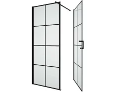 Shower & Design Douchewand-Vast Douchescherm Met Matzwarte Taatsdeur - 80 X 80 X 190 Cm - Caparica
