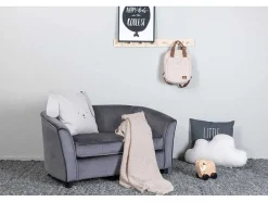 Vente-unique Modulair-Velvet Bank Voor Kinderen Grijs.