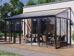 EXPERTLAND Prieel, Pergola, Gazebo En Kiosk-Veranda Van Aluminium En Polycarbonaat Met Uv-Bescherming - 15,8 M - Antraciet - Mathilda