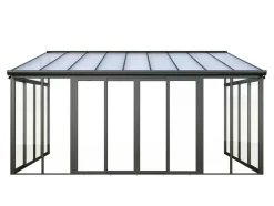 EXPERTLAND Prieel, Pergola, Gazebo En Kiosk-Veranda Van Aluminium En Polycarbonaat Met Uv-Bescherming - 15,8 M - Antraciet - Mathilda