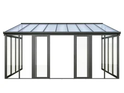 EXPERTLAND Prieel, Pergola, Gazebo En Kiosk-Veranda Van Aluminium En Polycarbonaat Met Uv-Bescherming - 15,8 M - Antraciet - Mathilda
