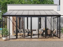 EXPERTLAND Prieel, Pergola, Gazebo En Kiosk-Veranda Van Aluminium En Polycarbonaat Met Uv-Bescherming - 15,8 M - Antraciet - Mathilda