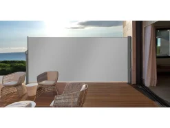 EXPERTLAND Afscherming En Omheining-Verduisterend Textiel Paneel Suela - Grijs - Uittrekbaar - L300 X H180 Cm
