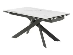 PASCAL MORABITO Eettafel-Verlengbare Eettafel 6 Tot 10 Plaatsen Van Keramiek En Metaal - Wit Marmereffect En Antraciet - Corema Van