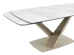 PASCAL MORABITO Eettafel-Verlengbare Eettafel 6 Tot 10 Plaatsen Van Keramiek En Metaal - Wit En Beige Marmereffect - Malata - Van