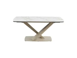 PASCAL MORABITO Eettafel-Verlengbare Eettafel 6 Tot 10 Plaatsen Van Keramiek En Metaal - Wit En Beige Marmereffect - Malata - Van