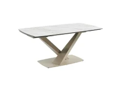 PASCAL MORABITO Eettafel-Verlengbare Eettafel 6 Tot 10 Plaatsen Van Keramiek En Metaal - Wit En Beige Marmereffect - Malata - Van