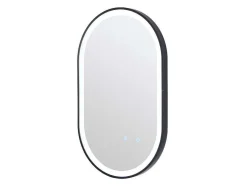 OZAIA Accessoires & Spiegels-Verlichte Ovale Badkamerspiegel Met Antibewaseming En Zwart Kader - 50 X 80 Cm Alarico