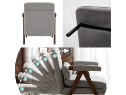 ModernLuxe Uitklapbare Fauteuil-Verstelbare Converteerbare Gewatteerde Fauteuil Van Katoenen Stof - Grijs