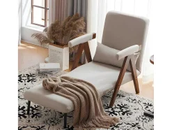 ModernLuxe Uitklapbare Fauteuil-Verstelbare Converteerbare Gewatteerde Fauteuil Van Katoenen Stof - Beige