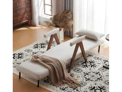 ModernLuxe Uitklapbare Fauteuil-Verstelbare Converteerbare Gewatteerde Fauteuil Van Katoenen Stof - Beige