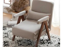 ModernLuxe Uitklapbare Fauteuil-Verstelbare Converteerbare Gewatteerde Fauteuil Van Katoenen Stof - Beige