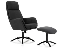 Vente-unique Relaxfauteuil-Verstelbare Fauteuil Van Linnen Met Voetensteun Arbori - Donkergrijs