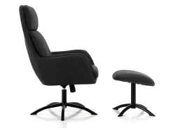 Vente-unique Relaxfauteuil-Verstelbare Fauteuil Van Linnen Met Voetensteun Arbori - Donkergrijs