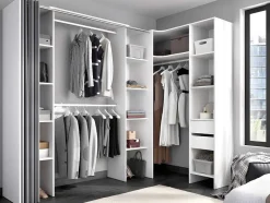 Vente-unique Kledingkast-Verstelbare Kledingkast Dorian - L164/234 Cm - Wit En Grijs