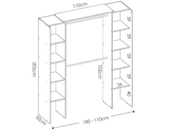 Vente-unique Kledingkast-Verstelbare Kledingkast Dorian - L164/234 Cm - Eiken En Antraciet