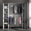 Vente-unique Kledingkast-Verstelbare Kledingkast Dorian Met Gordijn - L 110/180 Cm - Kleuren: Wit En Grijs