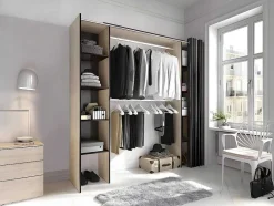 Vente-unique Kledingkast-Verstelbare Kledingkast Dorian Met Gordijn - L110/180Cm - Kleuren: Eik En Antraciet