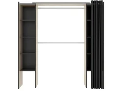 Vente-unique Kledingkast-Verstelbare Kledingkast Dorian Met Gordijn - L110/180Cm - Kleuren: Eik En Antraciet