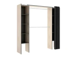 Vente-unique Kledingkast-Verstelbare Kledingkast Dorian Met Gordijn - L110/180Cm - Kleuren: Eik En Antraciet