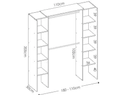 Vente-unique Kledingkast-Verstelbare Kledingkast Dorian Met Gordijn - L110/180Cm - Kleuren: Eik En Antraciet