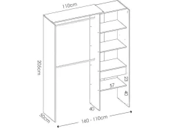 Vente-unique Kledingkast-Verstelbare Kledingkast Gontran - L164 / 214 Cm - Eiken En Grijs