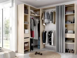 Vente-unique Kledingkast-Verstelbare Kledingkast Gontran - L164 / 214 Cm - Eiken En Grijs